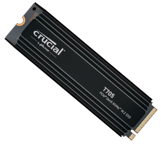 Crucial T705 1TB Gen5 NVMe SSD Heatsink - 13600/10200 MB/s R/W 600TBW 1400K IOPs 1.5M hrs MTTF DirectStorage for Intel 14th Gen & AMD Ryzen 7000 Crucial T705 1TB Gen5 NVMe SSD Heatsink - 13600/10200 MB/s R/W 600TBW 1400K IOPs 1.5M hrs MTTF DirectStorage for Intel 14th Gen & AMD Ryzen 7000
